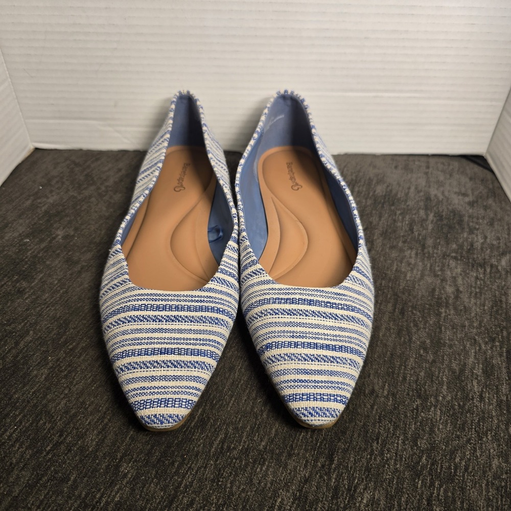Baretraps Women's Striped Pointed Toe Ballet Flats Slip-On Cushioned 10M